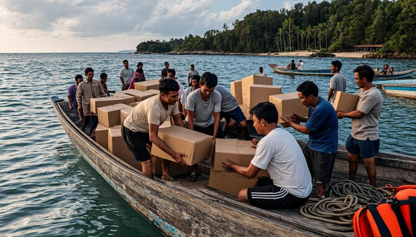 Relawan mendistribusikan bantuan via jalur laut